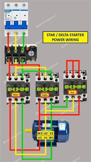 star delta starter power wiring diagram #stardeltastarter