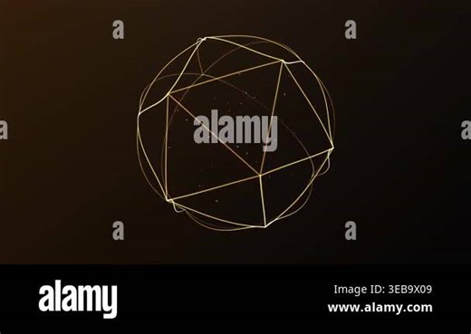 Golden wireframe sphere with polygon lines and floating particles on dark background. Geometric 4K 60fps loop with luxury tech mood, digital structure and refined motion Stock Video Footage - Alamy