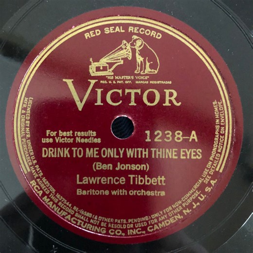 Lawrence Tibbett - Drink To Me Only With Thine Eyes / Believe Me If All Those Endearing Young Charms