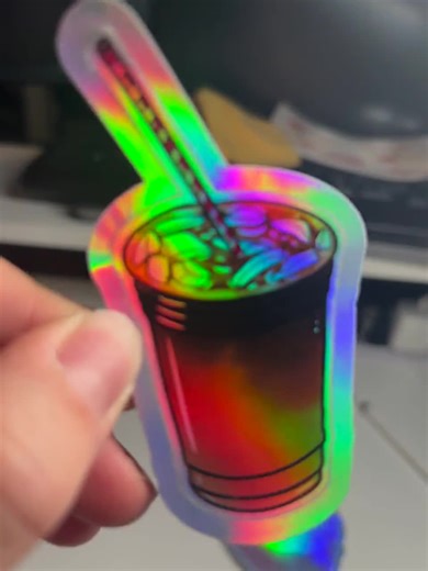 Whimsical Holographic Iced Coffee Sticker for Cafécore Vibes - Etsy