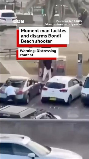 Eyewitness captures moment man tackles and disarms Bondi Beach shooter. #Australia #BBCNews