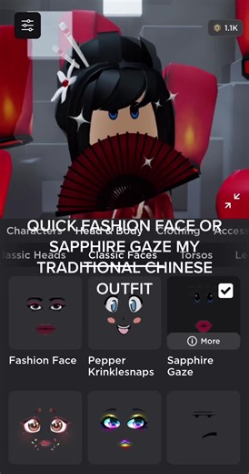 Traditional Chinese Outfit in Roblox with Sapphire Gaze Face