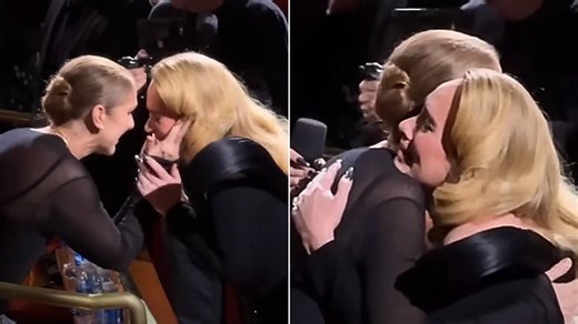 Watch Adele and Celine Dion share tearful exchange after Adele spots singer in the audience at concert