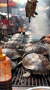 Roasted turtle is a unique protein-rich dish prepared by roasting.@muhibbudinfood-ai