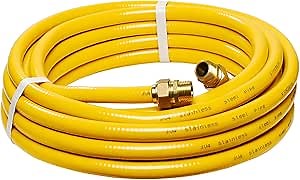CSST Corrugated Stainless Steel Tubing 37 Ft 3/4" Flexible Natural Gas Line Pipe Propane Conversion Kit Grill Hose with Male Adapter Fittings