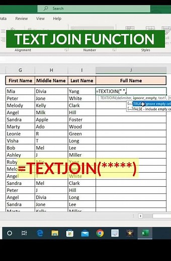 TEXT JOIN FUNCTION IN EXCEL || #textjoin #microsoftexcel #education #exceltutorial #virlshort #excel