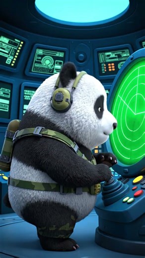 Military Op: A Baby Panda with a long-range flechette sniper in a submarine control room