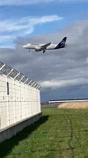 Lufthansa Airbus A319 landing at PRG RWY 24 #pragueairport #airbus #aviation #planespotting
