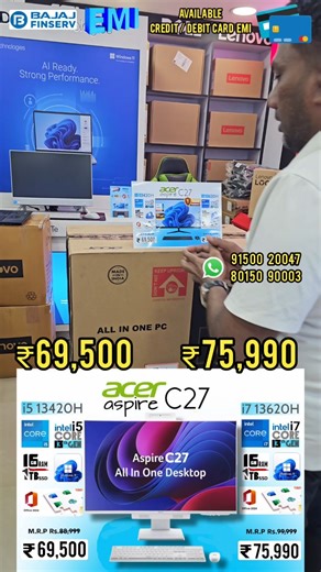 Thechennaicomputers Chennai on Instagram: "ALL IN ONE COMPUTERS with 1TB SSD | 16GB CALL 9150020047 | 8015090003 ACER ASPIRE C27 UD.311SI.00X I5 13420H 16GB RAM/ 1TB SSD WIN 11 HOME+ OFFICE 2024 27 INCH SCREEN CLASSY WHITE 1 YEAR WARRANTY DESKTOP SKU: UD-311SI-00X *@ 69,500/-* Acer Aspire C27 UD.311SI.00Y All in One (AIO) Desktop (Intel Core i7-13620H / Processor (Windows 11 Home / 16 GB /1TB SSD / Microsoft Office 2021 H& S) (27″”) Full HD IPS Display) *@ 75,990/-* ASUS Commercial AIO P470VA-KB