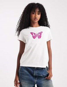 Levi's Perfect t-shirt with butterfly graphic in cream | ASOS