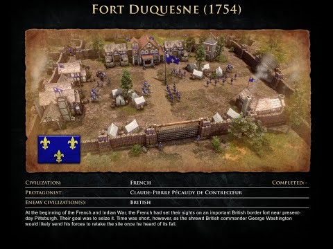 AOE 3 DE: DEFEAT GEORGE WASHINGTON'S COUNTER-ATTACK! | FORT DUQUESNE (1754) Historical Battle