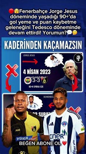 Fenerbahçe’de son dakika gol yeme ve puan kaybetme geleneği devam ediyor! #fenerbahçe