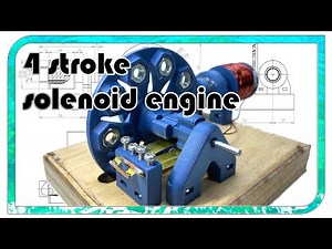 4 stroke solenoid Motor with 3D printed parts / How a solenoid engine works.