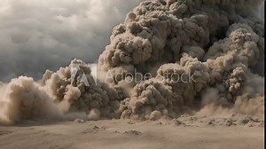 Swirling clouds dust debris accompany pyroclastic flow, creating wall destruction that moves incredible speeds.
