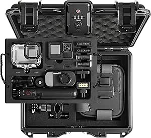 Case Organizer for GoPro Hero 13, Lockable TSA Dual Layer Waterproof Hard Carrying Case for GoPro Hero 12/11/10/9/8/Media Mod/Volta/Creator Edition/Action Camera and Other Accessories