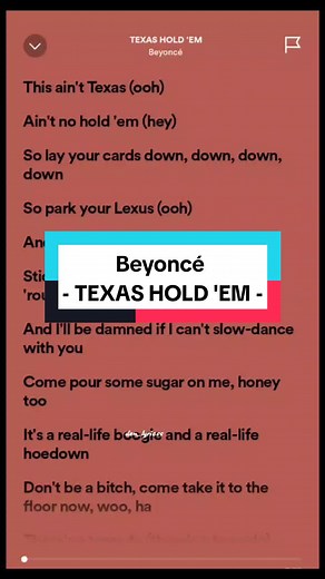 Beyoncé - TEXAS HOLD 'EM Song Lyrics Video