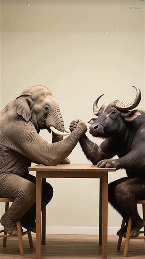 Water Buffalo vs Elephant | Epic Arm Wrestling Showdown 🐃🐘💪