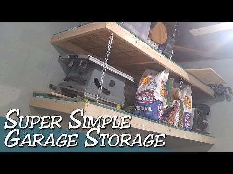 Super Simple Hanging Garage Storage Shelves | Hanging shelves with chains