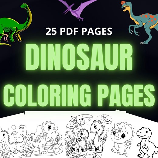 Dinosaur Coloring Pages | Printable Dino Coloring Book for Kids | Fun Preschool Activity Sheets - Etsy