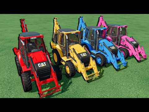 TRANSPORT OF COLORS - SLIDE vs +400 KMH CAT BACKHOE LOADERS - FS22