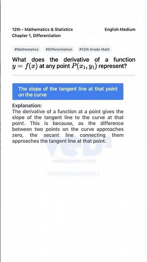 12th Math Differentiation What Derivative Represents