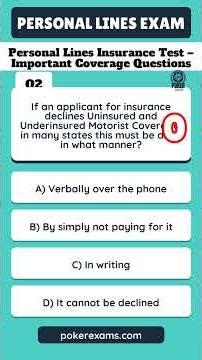 Personal Lines Insurance Test – Important Coverage Questions