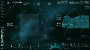 Hi-tech user interface head up display digital map with digital data information display for background computer desktop screen Stock Video