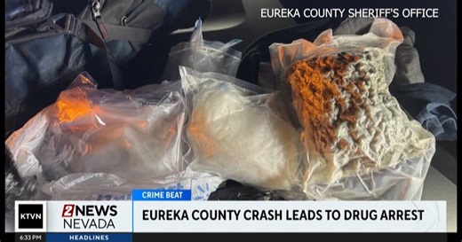 Crash in Eureka County leads to arrest on drug and weapon charges, outstanding warrant