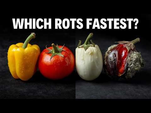 "Eggplant, Bell Pepper & Tomato Rotting Timelapse | Vegetable Decomposition Process"