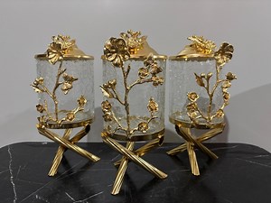 Gold Canister Set for Kitchen Decor Glass Storage Jar Set - Etsy