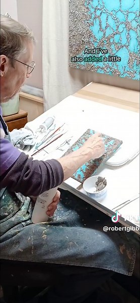 Creating Textured Art Turquoise painting work in progress #painting #wip #texturedart #paintingtechniques #artistsoftiktok
