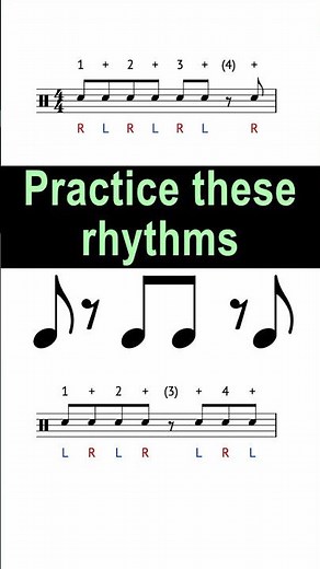 8th note, 8th rest rhythm exercise @ 90 bpm #rhythmpractice #drumlesson