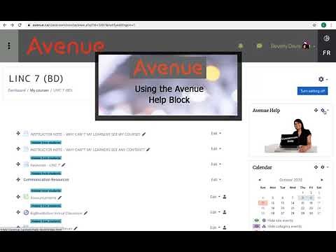 The Courseware Help Block on Avenue.ca