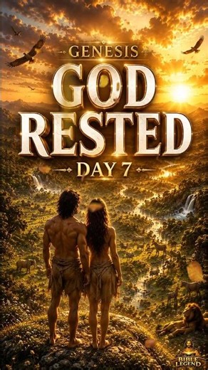🌅 GOD RESTED | Genesis Day 7 ✨ #Genesis #BibleLegend #BibleLegend#Creation#AdamAndEve#Bible #fyp