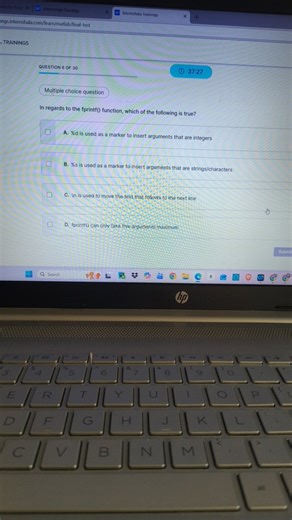 In regards to the fprintf() function, which of the following is... | Filo