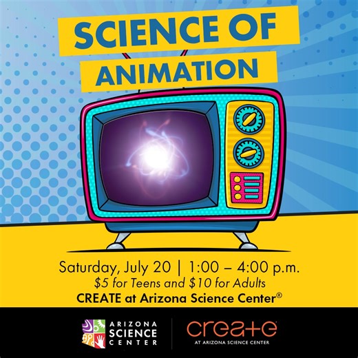 Have you ever wondered what goes into making your favorite animated film, short or TV show? 📺 Now's your chance to find out at Arizona Science Center's Science of Animation! Learn from professionals in the industry as they speak about their experiences and then jump into hands-on workshops designed to help YOU bring your art to life 🎨 Here's the deets ⬇️ 🗓️ July 20, 2024 ⏰ 1:00 p.m. – 4:00 p.m. 💲 $5 for Students | $10 for Adults Learn more and reserve your spot for this unique opportunity ➡️