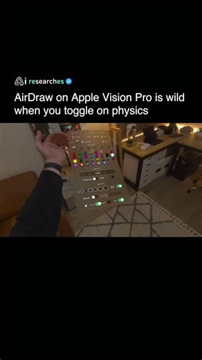 AI researches | AI on Instagram: "This is what happens when sketches stop being flat. AirDraw on Apple Vision Pro gets truly unreal the moment you turn on gravity. The lines you draw do not just sit there. They fall, swing, collide, and react like real objects inside your room. You can sketch a basketball hoop and watch balls drop straight through it, build chains that sway, or create slides and swings you can push and play with. It feels less like AR drawing and more like dropping living 3D toy