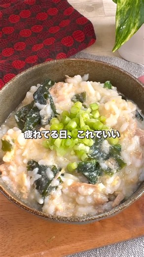 ハマごはん【お手軽レシピ】 on Instagram: "今日はもう、これ1品でいい。 ワカメ、冷凍ほうれん草、たまご、ツナ。 全部耐熱皿に入れてレンジでチンするだけ。 おかずも副菜も考えなくていい、やる気1％の主食。 【これ1品でいい ワカメとツナのレンジ雑炊】 ◼️材料 ・ごはん 1膳分 ・乾燥わかめ ひとつまみ ・冷凍ほうれん草 適量 ・ツナ缶 1/2缶 ・たまご 1個 ・水 200ml ・白だし 少々 ・ごま油 少々 ◼️作り方 耐熱皿にごはん、水、乾燥わかめ、冷凍ほうれん草、ツナを入れる ラップをしてレンジで4分加熱する 白だしとごま油を加えて、たまごを割り入れて混ぜ、再度1分加熱したら完成 #簡単レシピ #お手軽レシピ"