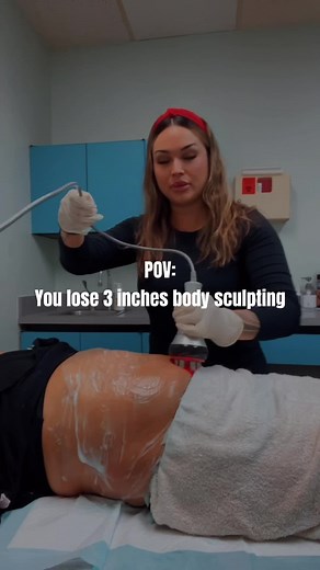 Body sculpting is an AMAZING way to lose inches off your midsection without any downtime or breaking the bank! Theres no pain, no easier way to lose a couple inches in 30 MINS! #bodysculpting #bodycontouring #fyp #foryoupage #cavitation #rftherapy