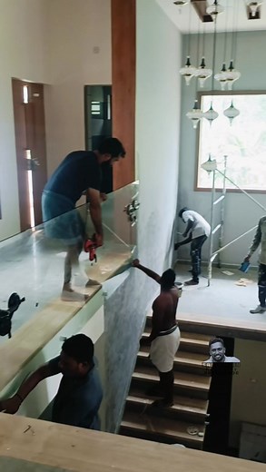 Staircase Glass & Wood Work 🏘️🏡🏠 #glass #tuffan #work #Installation #12mm #home #staircase Sruthi Aarav Abdul Gafoor Sarthas Odakkal | Sasindran M