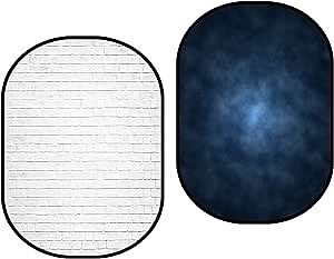 Kate Collapsible Backdrop Pop Up Backdrops Blue Portable Background for Portrait Photography, for Video Conference, for Live Stream, 5x6.5ft