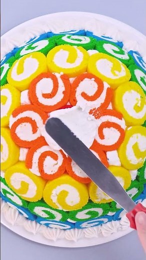 Easy Rainbow Roll Cake Decorating Ideas Tutorial 🍰 Satisfying Tasty Cake Ideas #shorts #cake