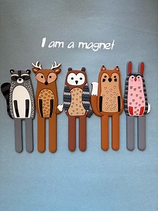 Woodland Animal Magnets, Raccoon, Deer, Owl, Fox & Bunny, Whimsical Decor - Etsy