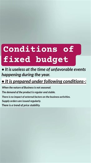 Conditions of fixed budget | Fixed budget | Budgeting #shorts #budget #fixedbudget