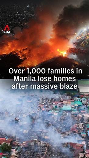 A massive fire tore through shanty homes and displaced over a thousand families in Tondo, Manila, on Saturday (Sep 13). The blaze, which took nearly 10 hours to extinguish, started around 8pm local time and quickly spread through the densely packed area. Authorities said no fatalities were reported and that the cause of the fire is under investigation. #manila #philippines #philippinesnews #tondofire | CNA