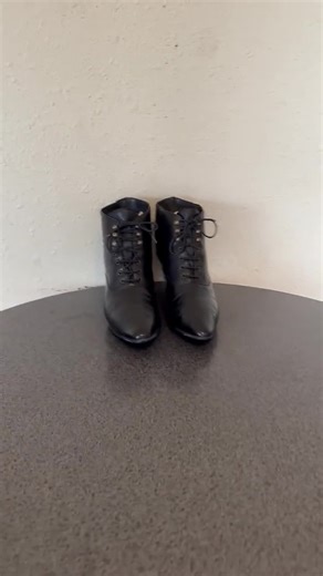 Vintage Black Leather Ankle Boots - 1980s Lace up Granny Boots - US Women Size 8 - Etsy