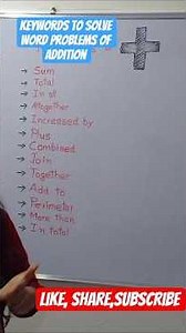 KEYWORDS to solve word problems of ADDITION