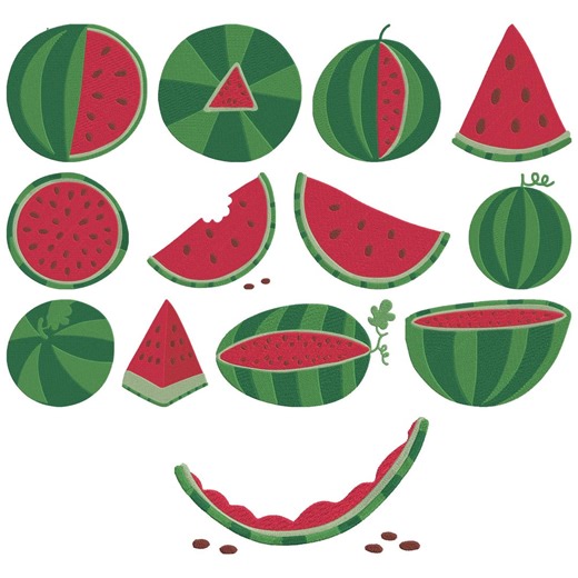 Watermelon Summer Fruit Embroidery Design, Summer Fruit Machine Embroidery File, 13 Design, 9 Size, Instant Download - Etsy