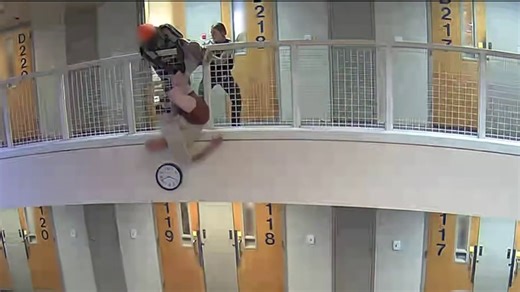 VIDEO: Inmate jumps over second-floor railing, saved by deputy and another inmate
