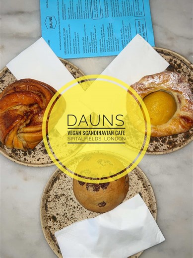 Dauns - Vegan Scandinavian Cafe 📍Spitalfields, London A cute little cafe in London with delicious vegan food. We ordered: - Scandi quesadillas from their specials menu. It consisted of Swedish meatballs in a Swedish flatbread, in house made cheese sauce, harissa, mustard, crispy onions and pickled red onions - Forest matcha latte - Cinnamon bun - Danish pastry - Chocolate chip cookie Loved it all! Can’t wait to go back to try more! #dauns #vegancafe #scandinaviancafe #veganlondon #londonvegan